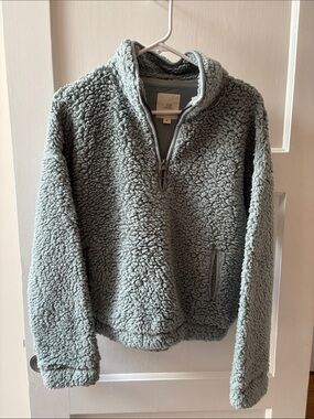 Thread & Supply Sherpa Zip Jacket - Sage Blue